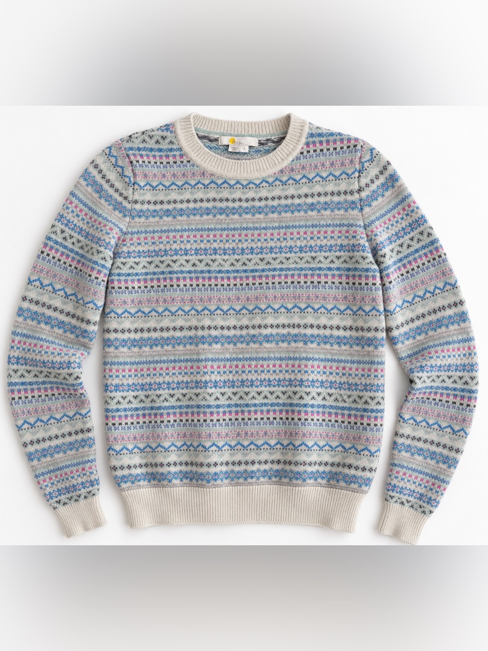 Boden Fair Isle Wool Cashmere Blend Sweater Small Metallic Nordic